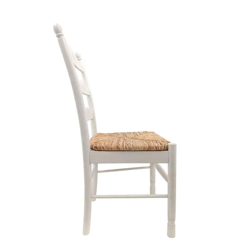 Woven Seat Solid Ladder Back Dining Chair - 38" - White