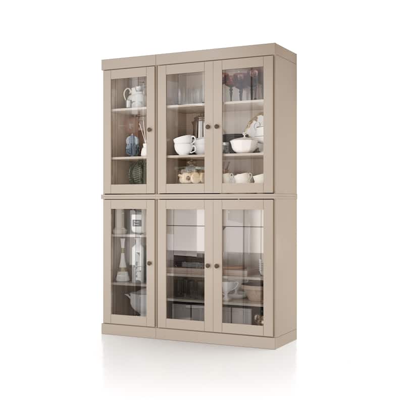Palace Imports 100% Solid Wood 48.5" Pantry China Cabinet with Clear Glass Doors, 2-Drawers and Adjustable Shelves