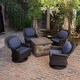 preview thumbnail 9 of 11, Alhambra Wicker 5-piece Outdoor Club Chairs and Firepit Set by Christopher Knight Home