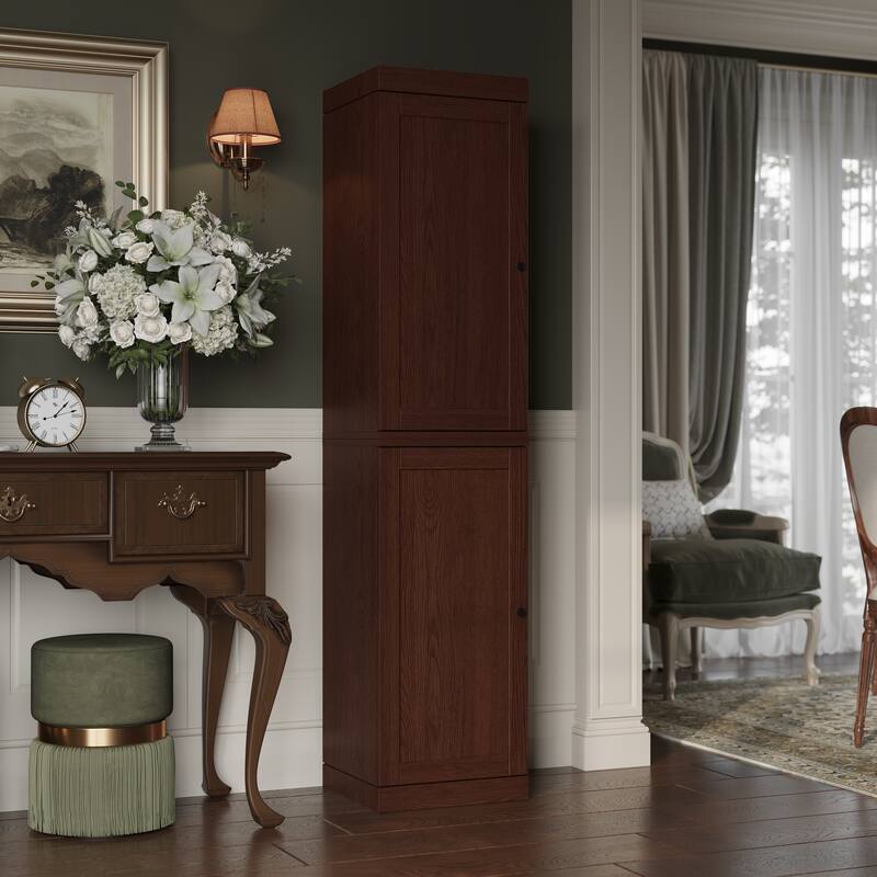 Palace Imports Premium 100% Solid European Oak Hardwood Modular Dining Room Cabinet with Shaker Doors - 16" Wide, 71.5" Tall - Rich-Cherry-Oak