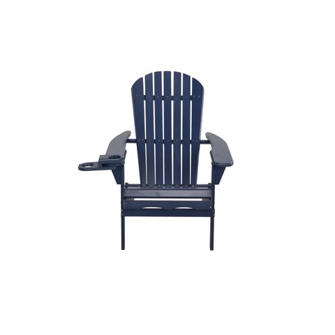 Foldable Adirondack Chair with cup holder, Navy Blue