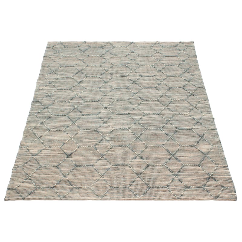 ECARPETGALLERY Braid weave Sienna Teal Wool Rug - 5'2 x 7'7