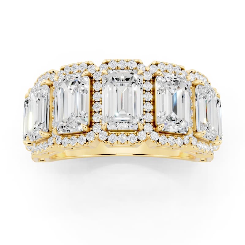 Auriya 14k Gold 5 1/3ctw Emerald Lab Grown Diamond Anniversary Ring (E-F VS) - Yellow - 5
