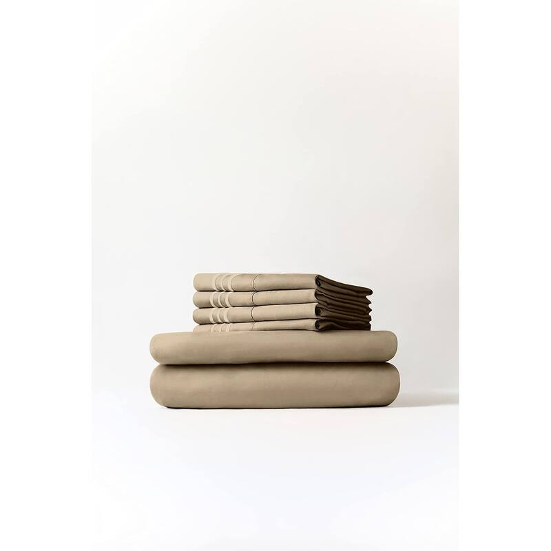 CGK Linens 6 Piece Solid Deep Pockets Microfiber, Easy-Fit Bed Sheet Set
