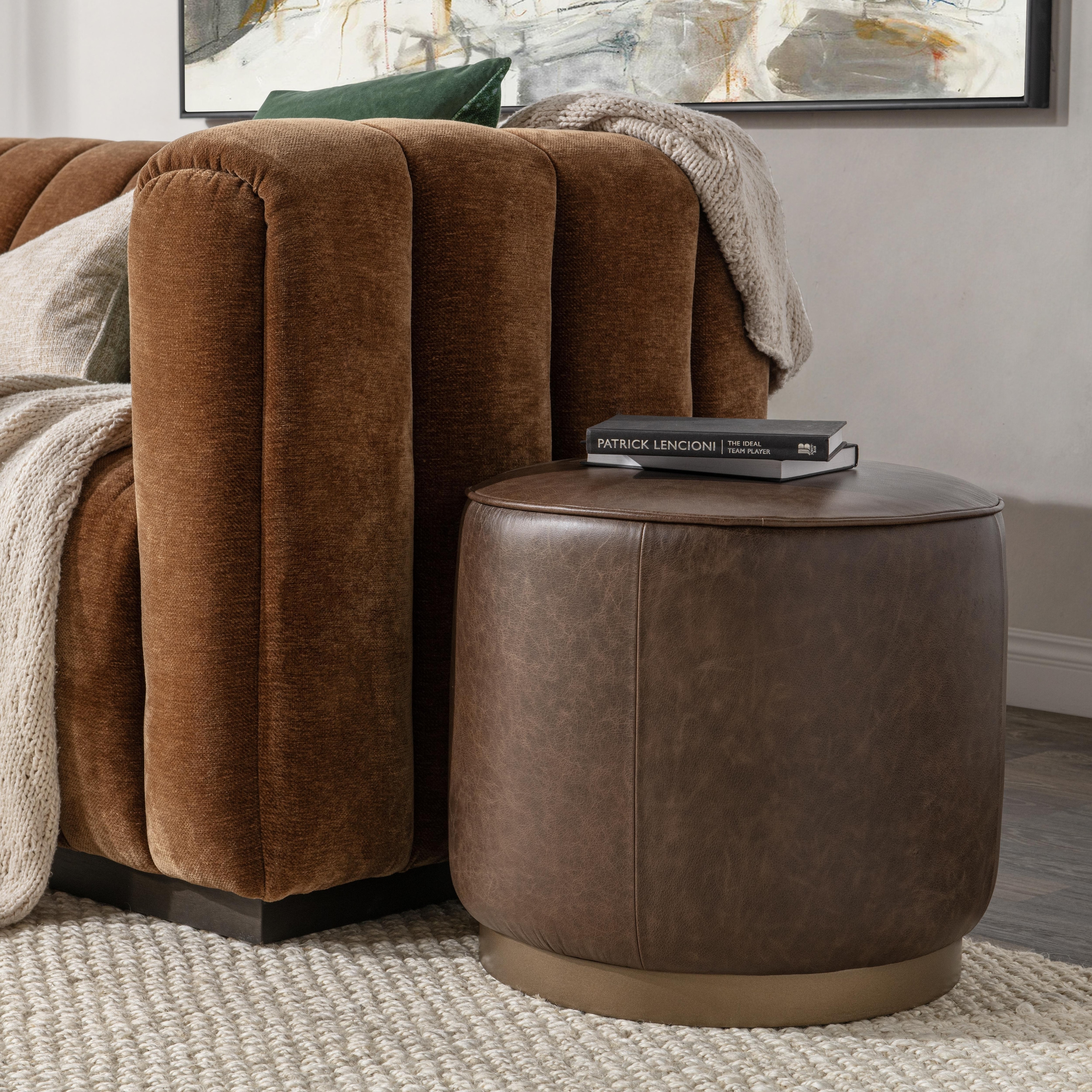 Classic Home Clair Leather Round End Table