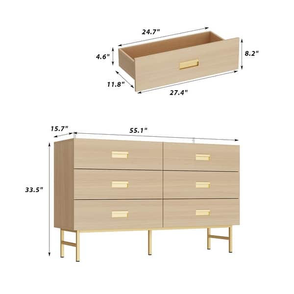 golden oak 6 drawer dresser Stella 6 Drawer Dresser main image 0