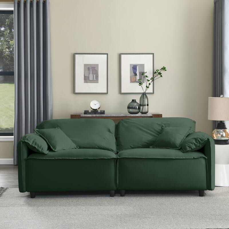 Green Modern Velvet Upholstery Living Room Sofa Set with Soft Back