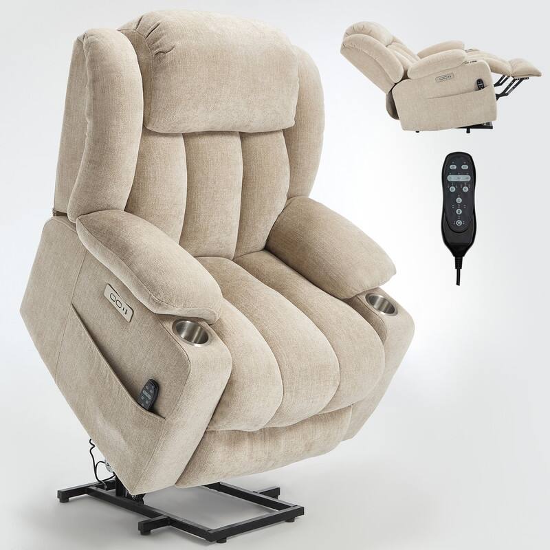 Power Lift Recliner Chair, 350 LBS Capacity, 8-Point Massage & Heat, USB Ports
