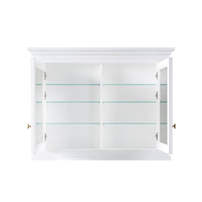 42"W X32''H Bathroom Recessed Wall-Mounted Solid Wood Framed Medicine Cabinet With Adjustable Glass Shelves - 42"W X32''H