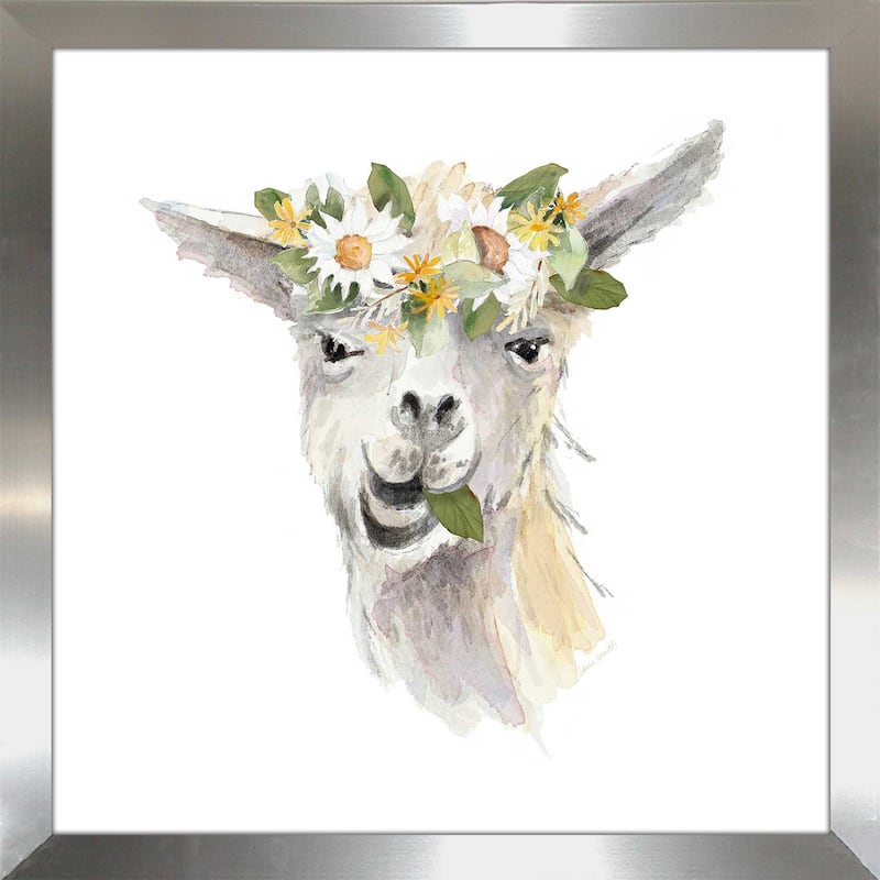 "Floral Llama III (Square)" Print on Acrylic