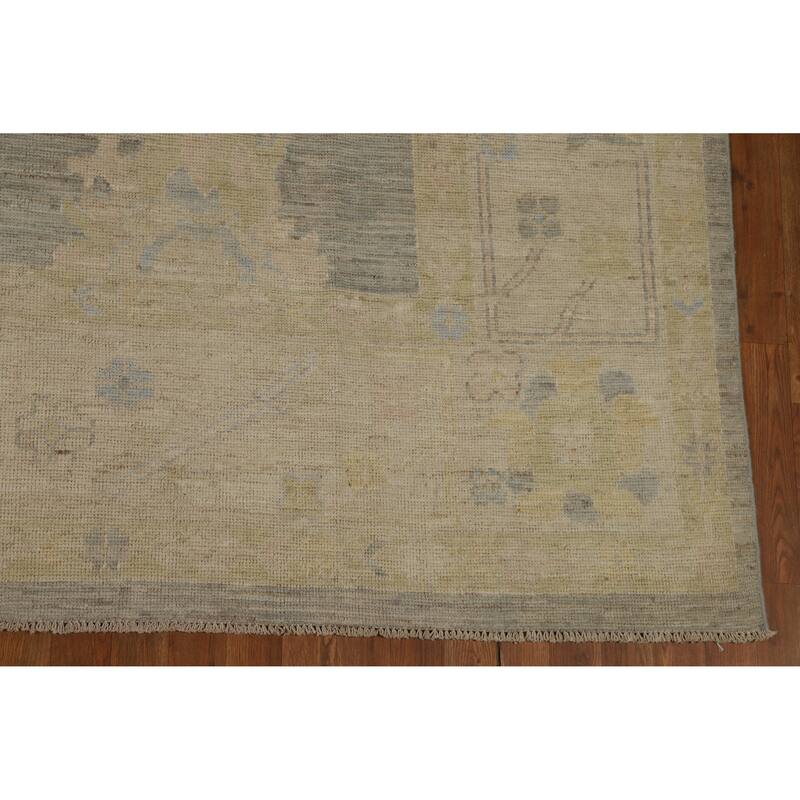 Hand Knotted Oriental 100% Wool Carpet Transitional All-Over Greys & Charcoal Oushak Area Rug - 11' 9'' X 8' 8''