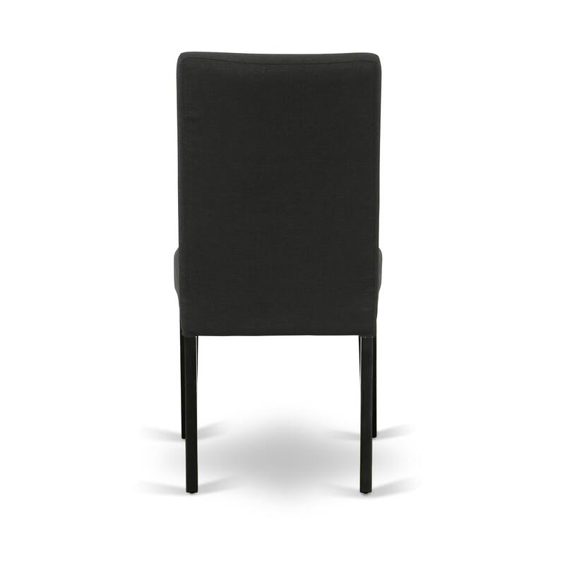 East West Furniture Dining Set- a Dining Table and Black Color Linen Fabric Chairs, Black(Pieces Options)