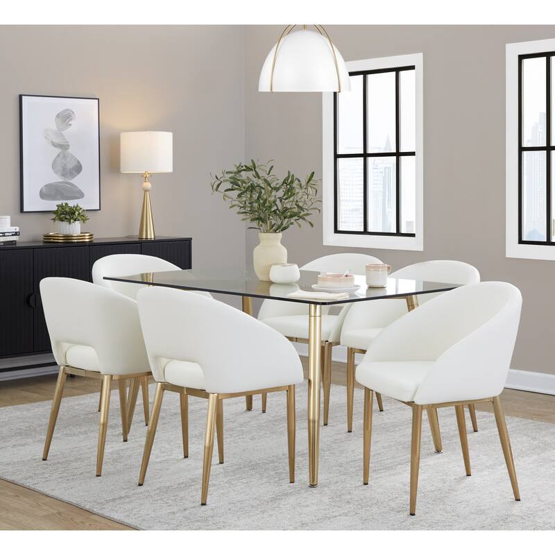 Clara Dinette Table in Gold Metal and Clear Glass