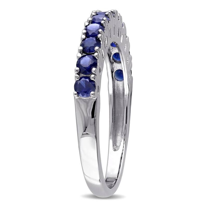 Miadora 1ct TGW Created Blue Sapphire Semi-Eternity Ring in Sterling Silver