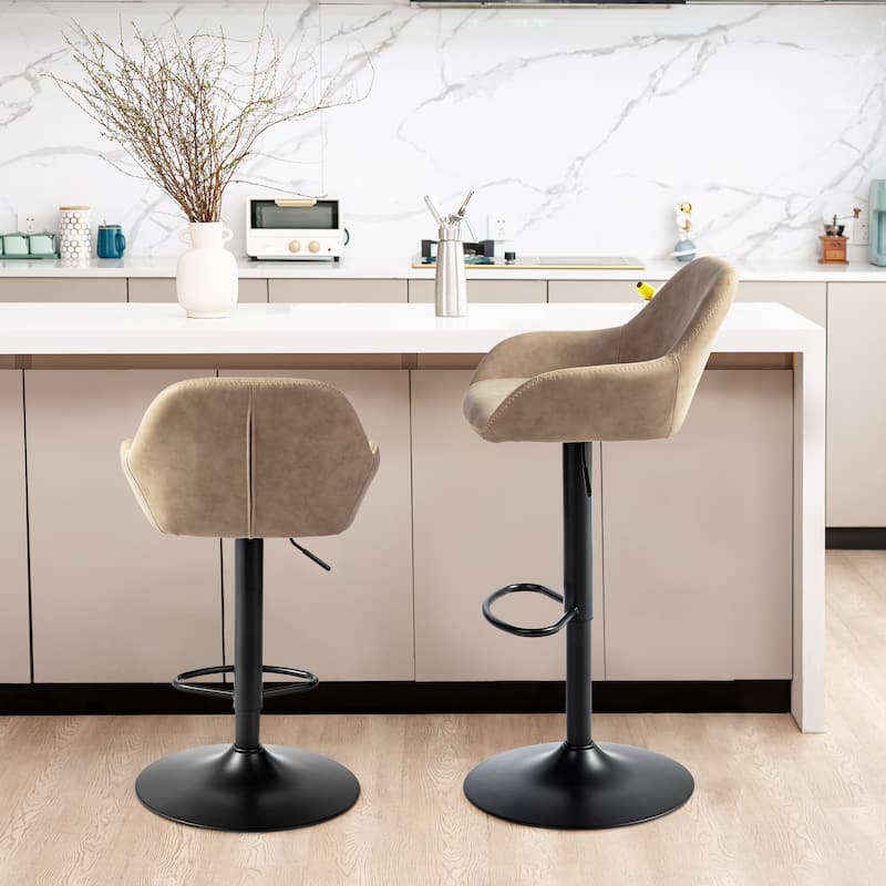 Glitzhome Mid-Century Height Adjustable Faux Leather Swivel Counter Bar Stools
