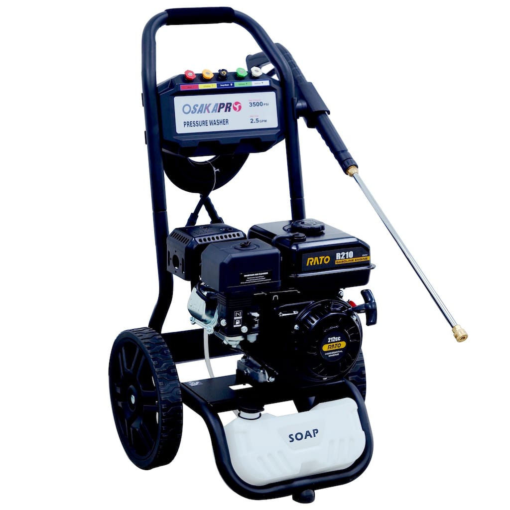 3500PSI 2.5GPM Gas Powered High Gas Pressure Washer with 5PCS Adjustable Nozzles, Onboard Soap Tank and Wand