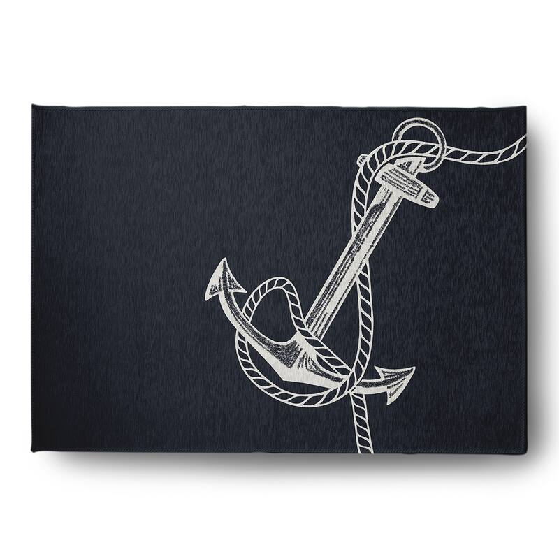 Anchored Nautical Chenille Rug - Shark Blue - 5' x 7'