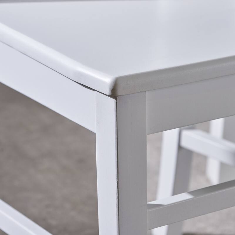 Acacia Wood Dining Chairs, White Cross Back Chairs (Set of 2)