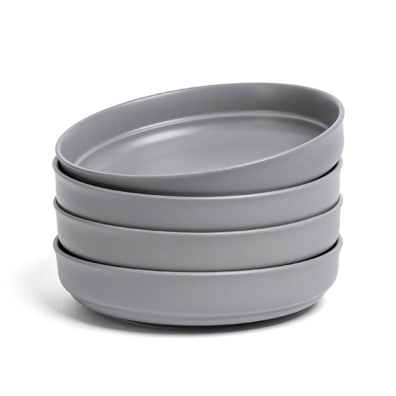 over&back Rimmed Semi-Matte Stoneware Dinner Bowls - 32oz - Charcoal