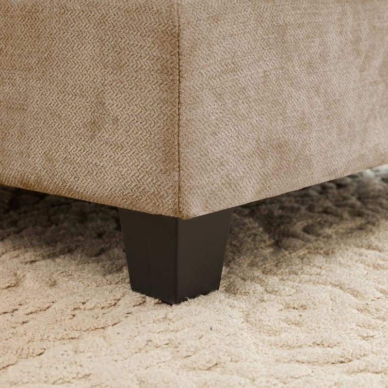 Chenille L-shaped Modular Flexible Combination Sectional Sofa with Wooden Base
