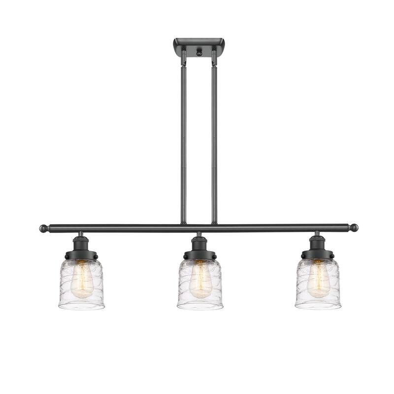 Innovations Lighting 916-3I-10-36 Bell Linear Bell 3 Light 36" Wide - Matte Black / Deco Swirl