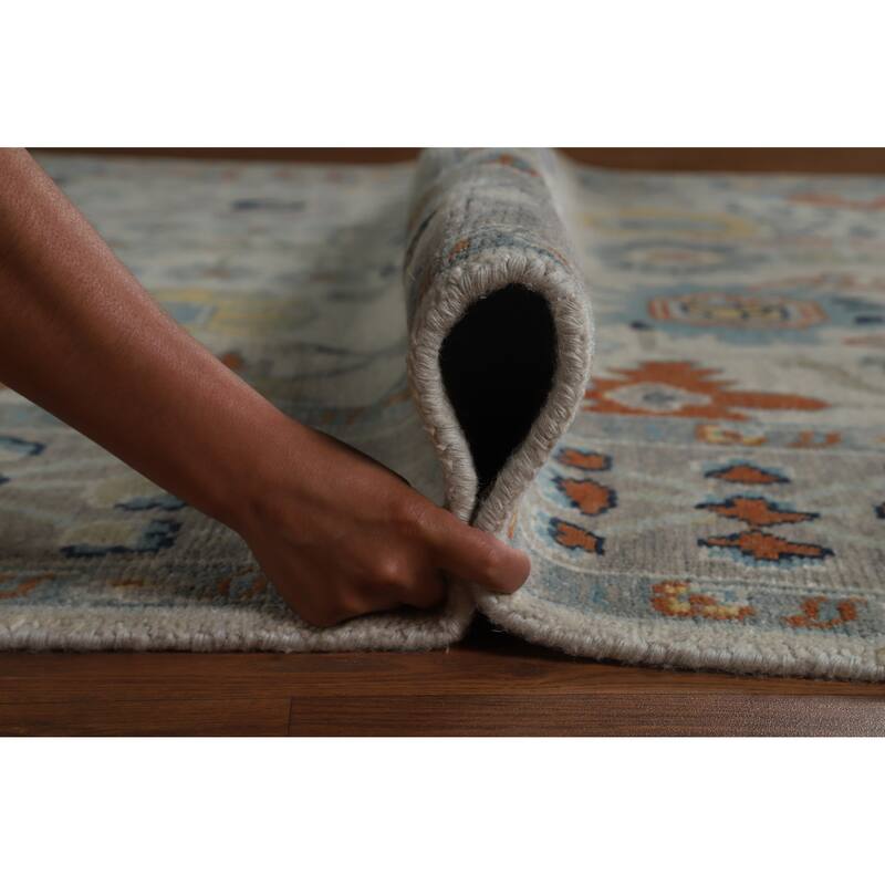 Hand Knotted Oriental 100% Wool Carpet Transitional All-Over Greys & Charcoal Oushak Area Rug - 10' 2'' X 7' 11''