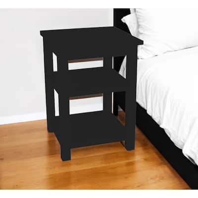HomeRoots 28" Black Solid Wood Nightstand