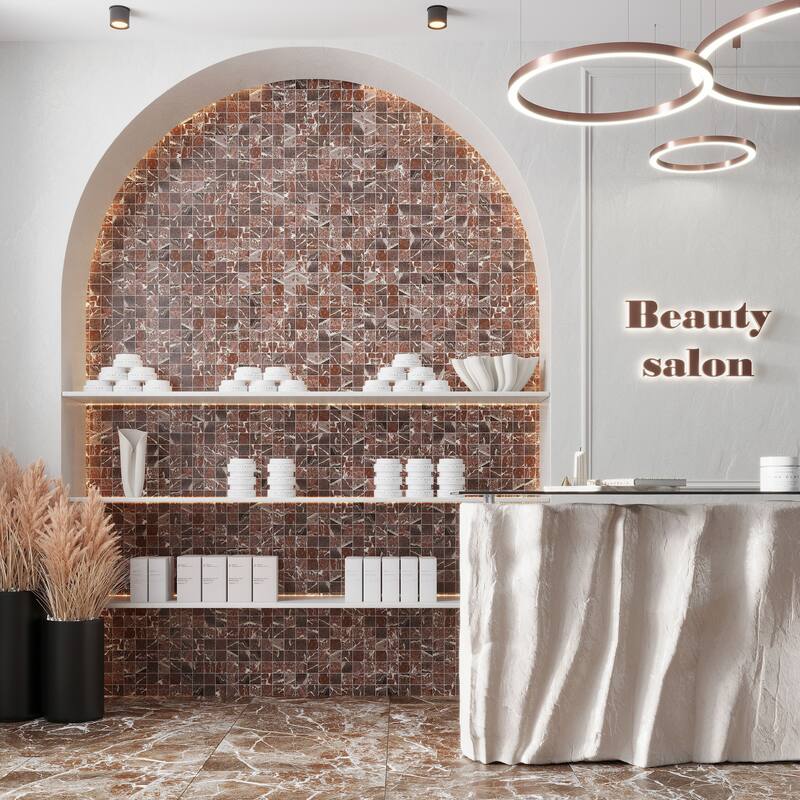 Regalia 12x12 in. Matte Gres Porcelain Uniform Square Mosaic Wall and Floor Tile (5.82 sq ft/case, 6-Pack) - Rosso Levanto