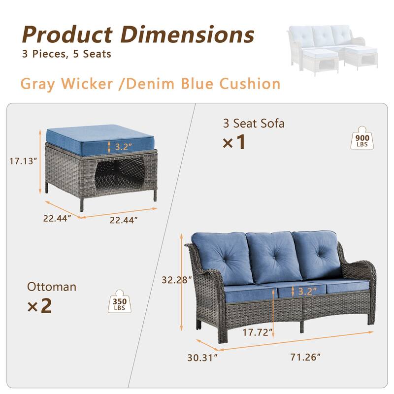 Gray Wicker Rattan Outdoor Patio Furniture Set Swivel Chair with Cushion