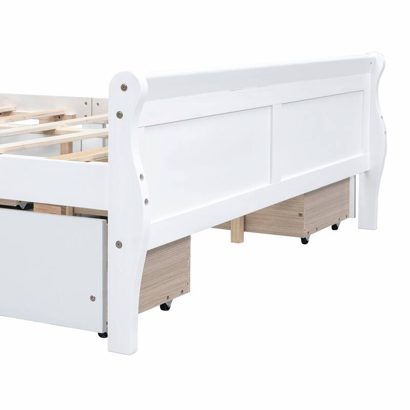 Wood Platform Bed with 4 Drawers and Streamlined Design
