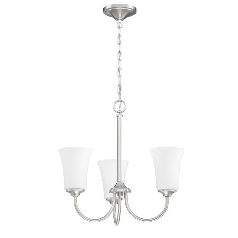 Craftmade Gwyneth Chandelier - 3 - Brushed Polished Nickel (White Glass)