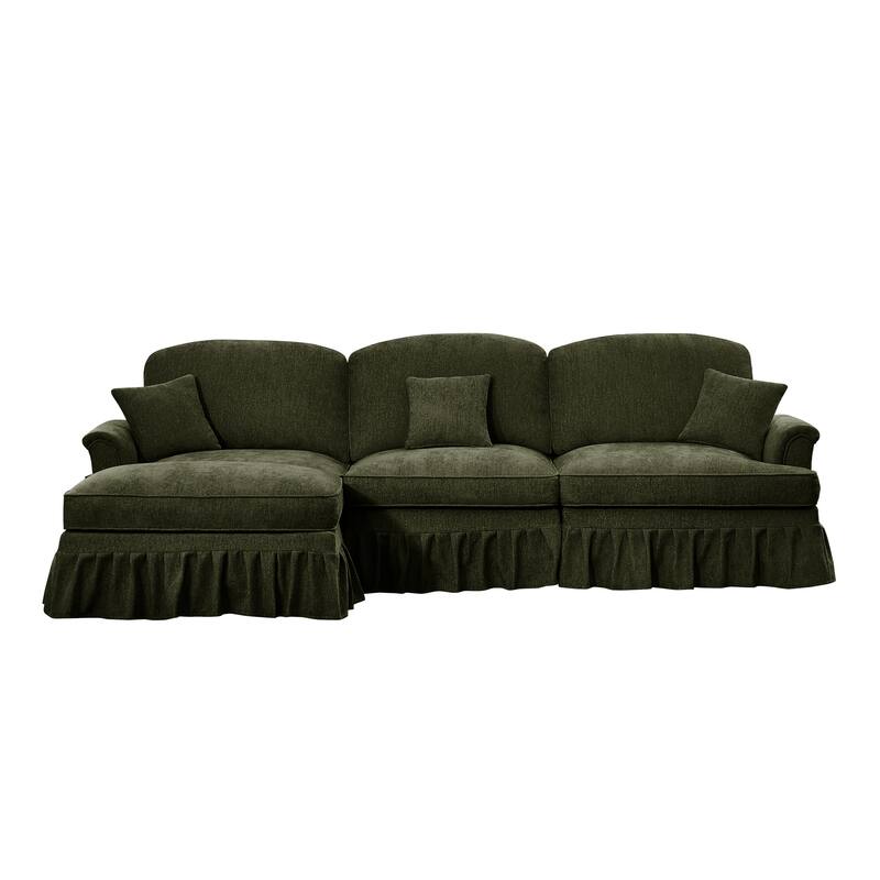GDFStudio - Mid Century Chenille L-Shaped 3-Seater 107.1" Modular Sectional Sofa with Ottoman