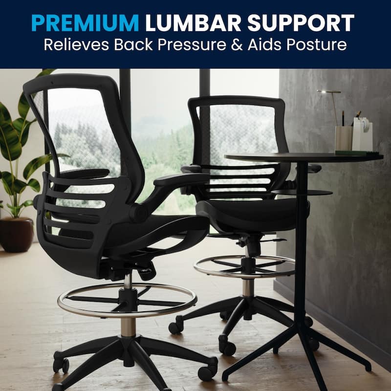 Mid-Back Swivel Office Chair with Adjustable Foot Ring