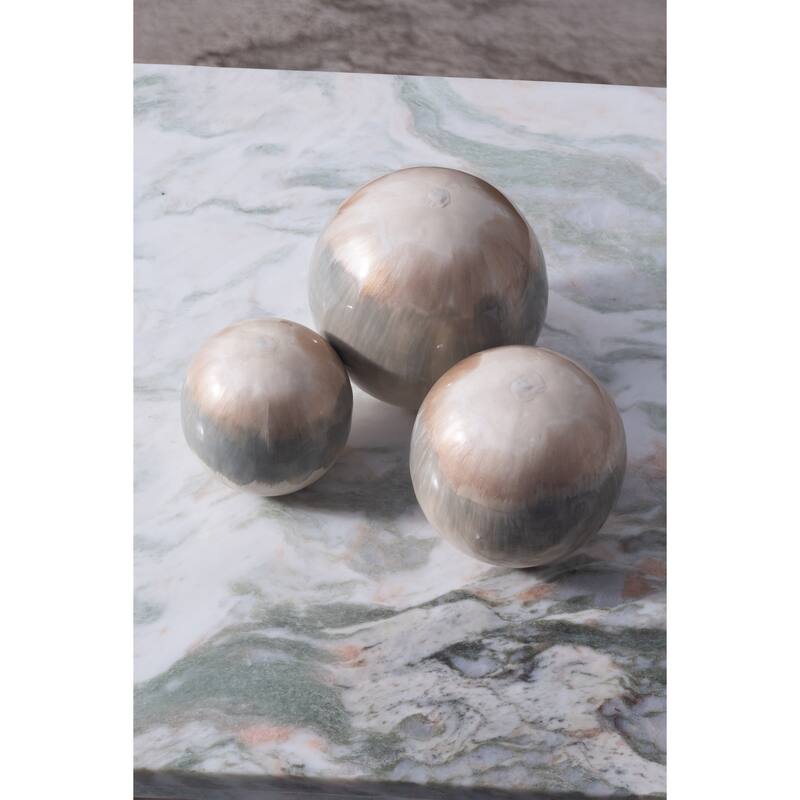 Sagebrook Home Set Of 3 4/5/6" Metal Abstract Round Galaxy Orbs