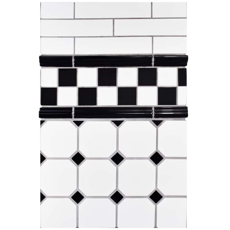 Merola Tile Nero Brillo Zen 1-1/4" x 7-7/8" Ceramic Wall Trim - (1 Tile)