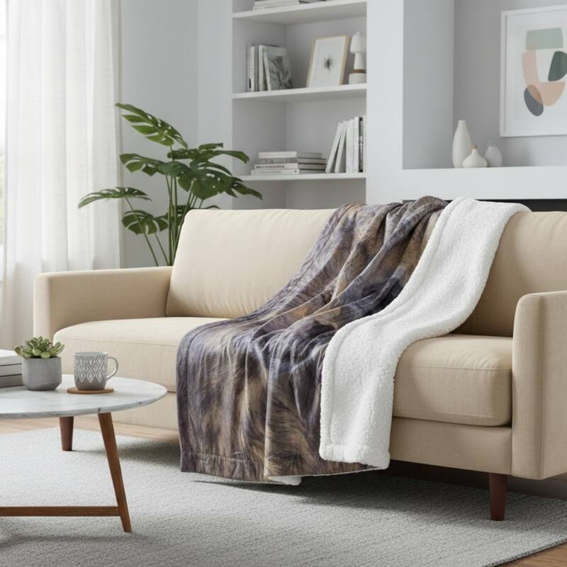 Sherpa Fleece Throw Blanket - Wolf Print by Lavish Home