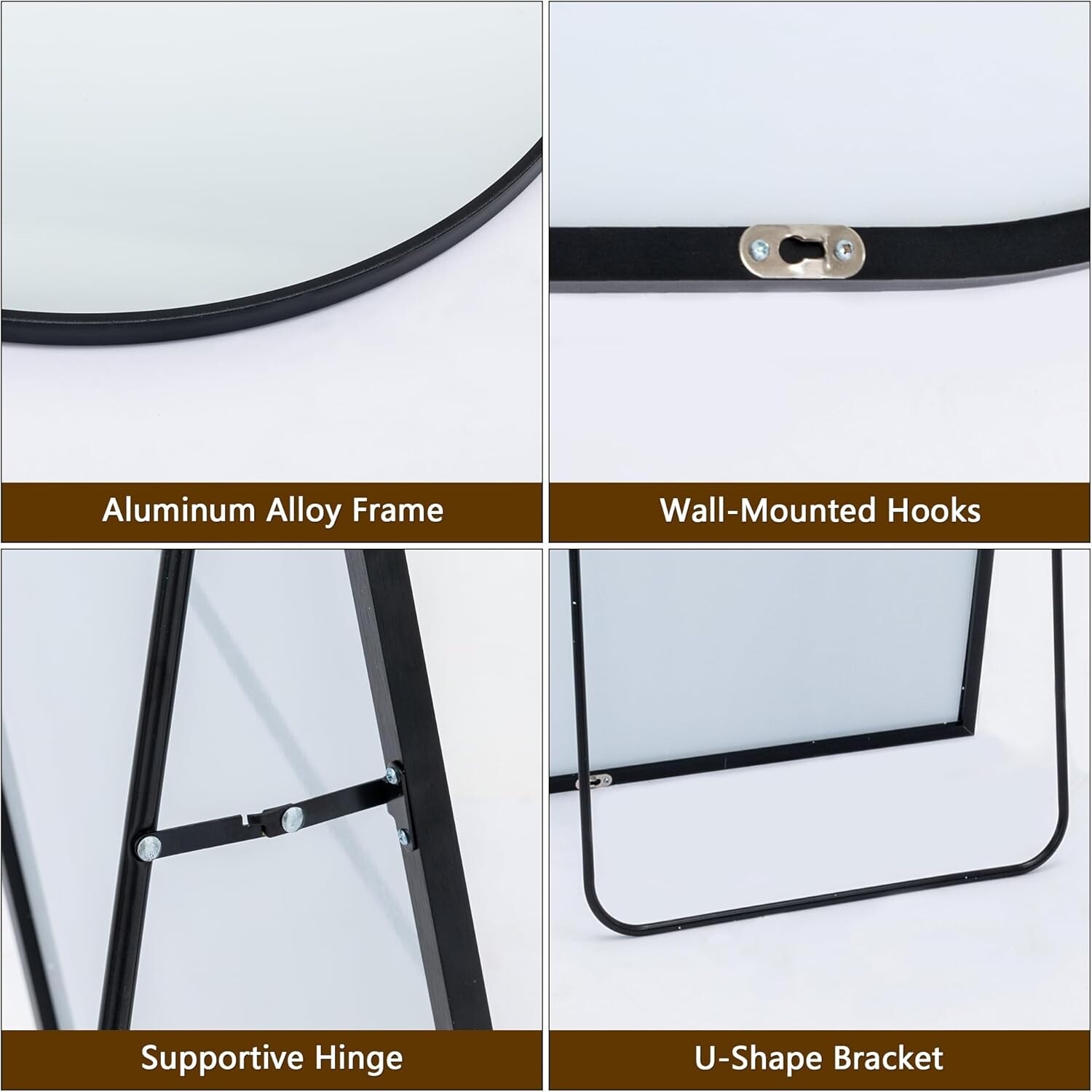 Elemango 64" X 21" Gold Full Length Floor Mirror With Aluminum Frame - Freestanding Or Wall-Mounted Dressing Mirror For Bedroom