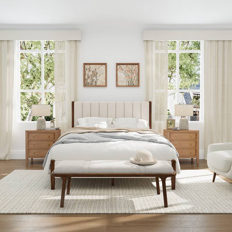 The Modern And Simple Solid Wood Bed In A Deep Walnut Tone Is Stable And Load-Bearing - Queen