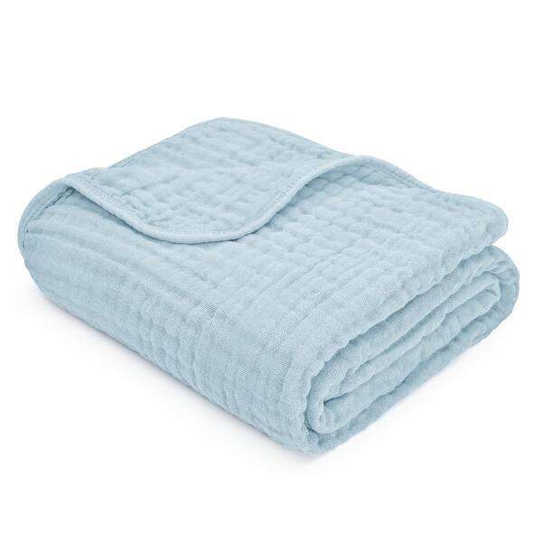 slide 2 of 5, Baby Muslin Blanket - Large 40" X 40", Sky Blue, By Comfy Cub - Sky Blue