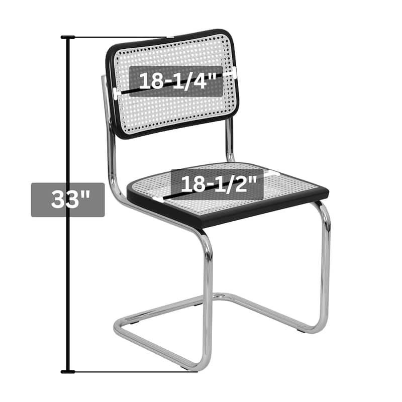 Breuer Chair Company Marcel Breuer Cesca Cane Cantilever Side Chair w/ Black Steel Frame (Various Wood & Cane Colors)