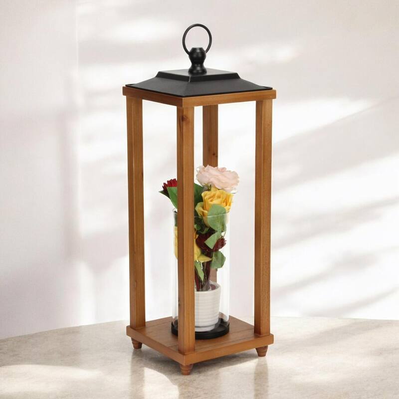 Large Open Side Candle Lantern with Glass Insert - 24"