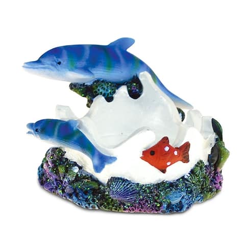 Puzzled Dolphin Cove Multicolor Resin Handcrafted Candleholder - 3Lx2.5Wx1.75H