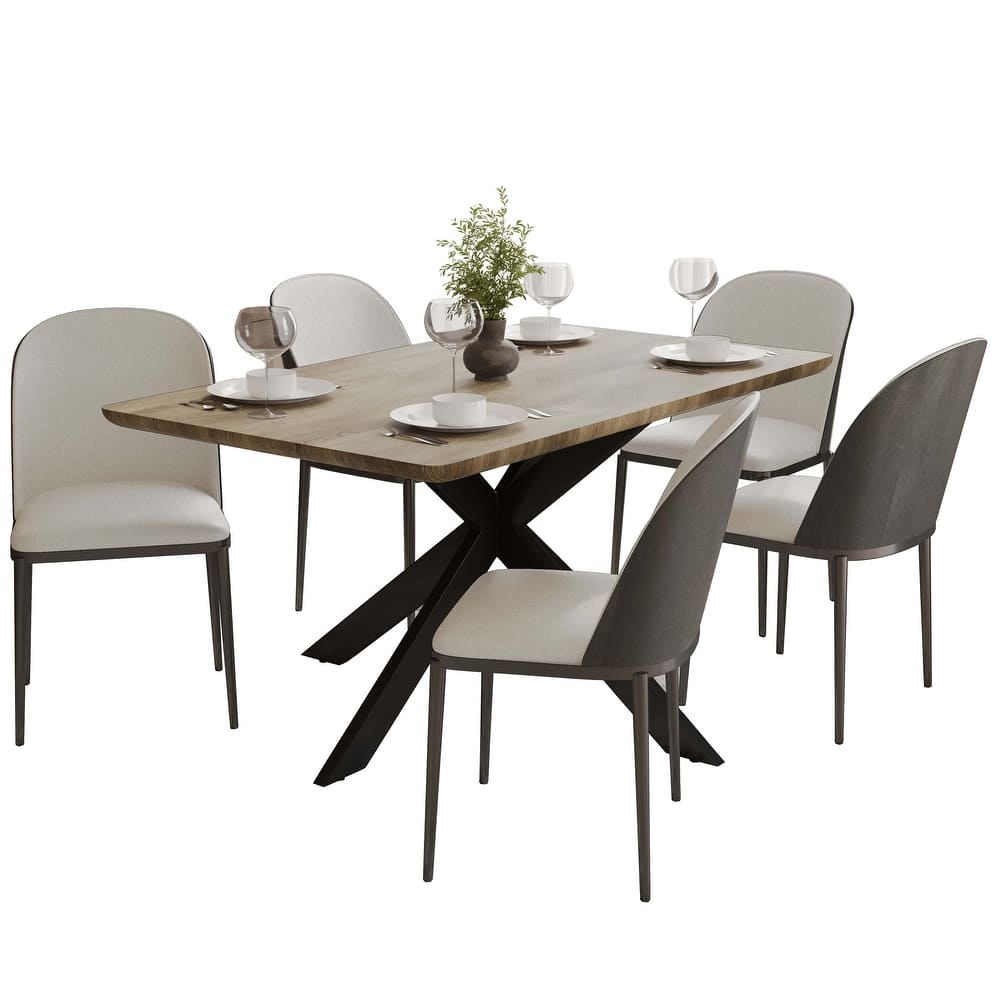 Ravenna 6-Piece Dining Set 66-Inch Rectangular MDF Dining Table and 6 Dining Side Chairs