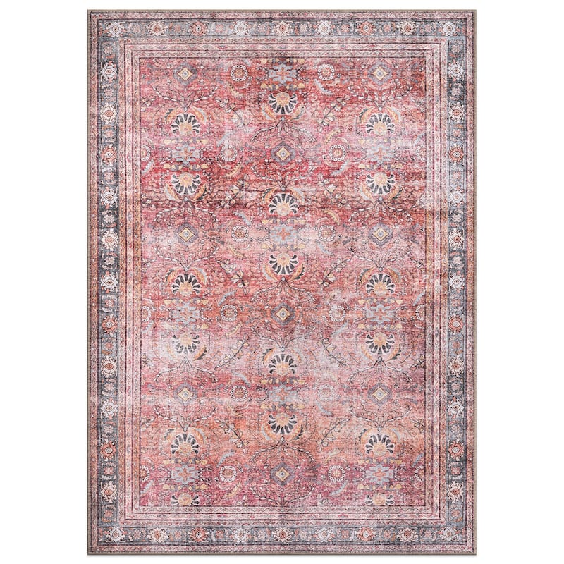 World Rug Gallery Vintage Inspired Machine Washable Non Slip Area Rug