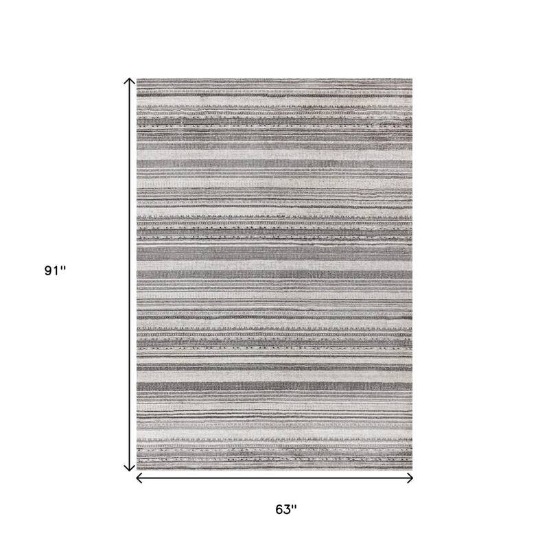 HomeRoots Striped Modern Rectangle Area Rug - 5' X 8'