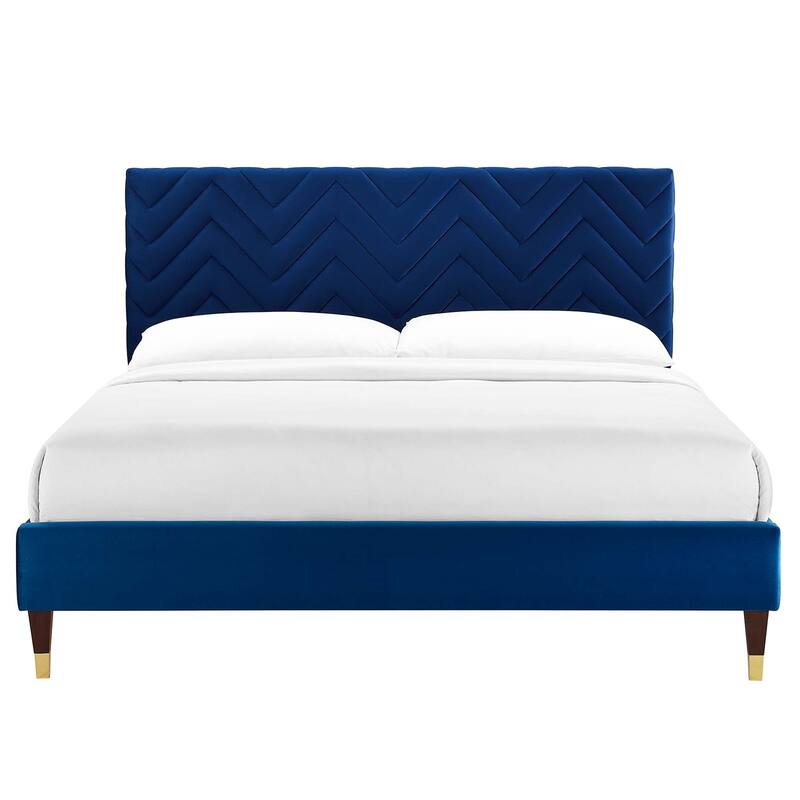 Leah Chevron Tufted Performance Velvet Twin Platform Bed