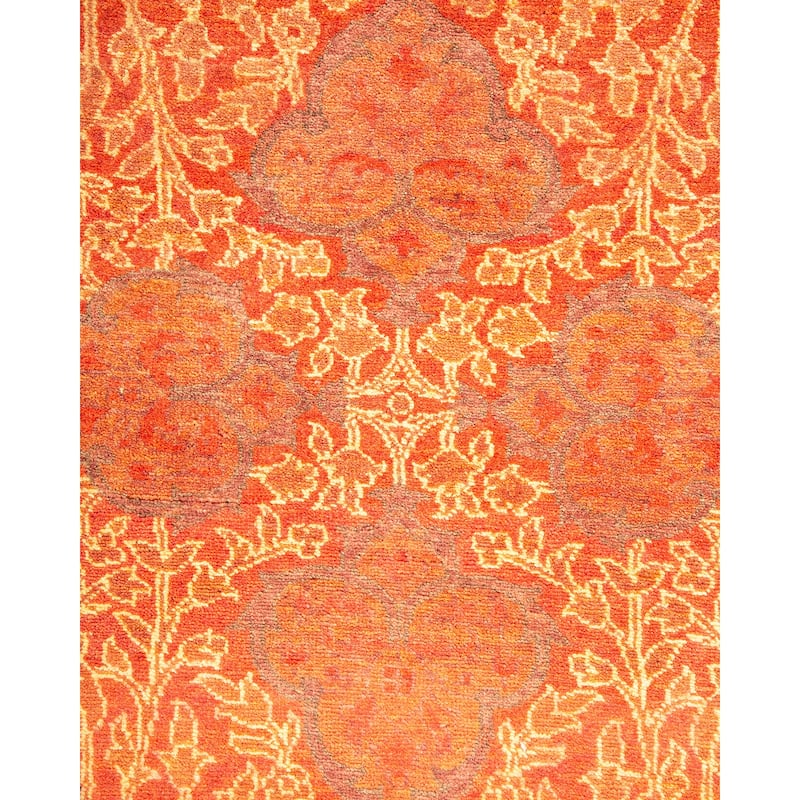 Overton Hand Knotted Wool Vintage Inspired Traditional Mogul Orange Area Rug - 2' 10" x 4' 0"