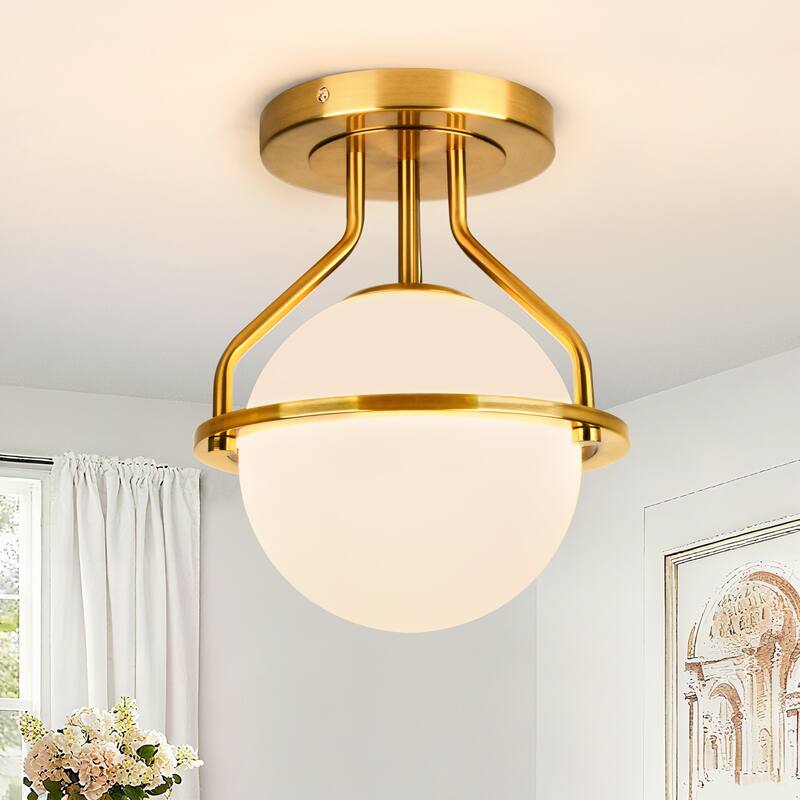 1-Lights Glass Flush Mount - Gold