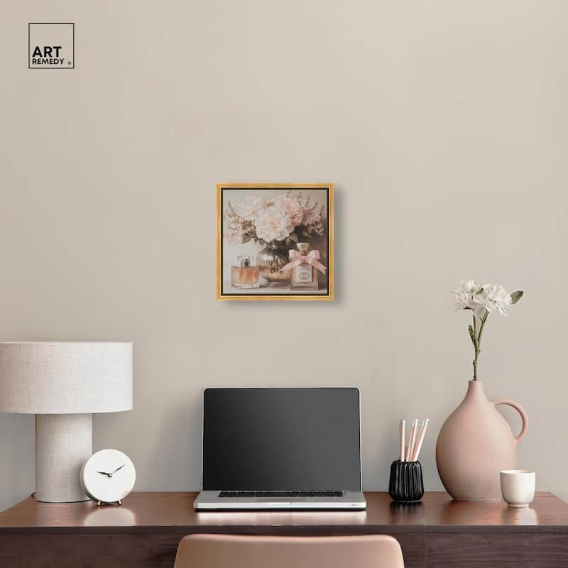 Peach Perfume Flowers in Vase Canvas by Art Remedy