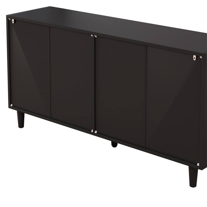 59" Rattan Storage Cabinet with 6 Drawers and Wood Legs